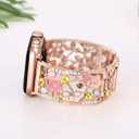 Floral Bracelet Compatible with Apple Watch Band 38mm 40mm 41mm 42mm iWatch Bands Series 11 10 9 8 7,Bling Crystal Hollow Metal Strap,Cute Women Dressy Jewelry Wristband(38/40/41/42mm,Rose Gold)