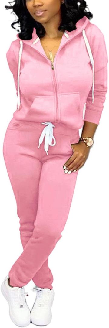 Nimsruc Jogging Suits for Women 2 Piece Casual (Medium, Pink)