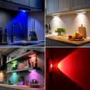 DAMI Motion Sensor Step Light with 7 Colors, USB Rechargeable, Dimmable Warm White Night Light for Bedroom, Kitchen, Staircase, Cabinets 2 Pack LED Cabinet Lighting, 600mAh Battery
