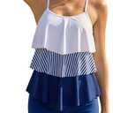 ZAFUL Women's Tankini Swimsuits Tummy Control Two Piece Bathing Suit Ruffled Flounce Swimwear with Shorts XL