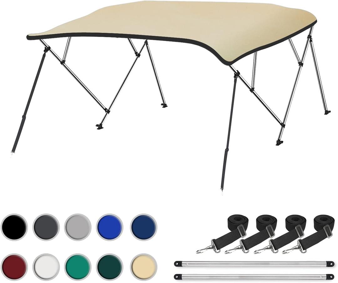 Naviskin Bimini Top for Boats, Sand 3 Bow 6'L x 46" H x 54"-60" W