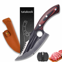 Upgraded Huusk Kitchen Chef Knife Viking Knife with Sheath Japanese Forged Japan Knives Boning Knife Multipurpose Meat Knives Outdoor Camping BBQ Knife with Gift Box (Brown)
