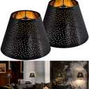 GOSO Set of 2 Small Black Drum Lamp Shades,5" 9" 6.4 Inch (Spider),Laser Drilling Design Lamp Shades for Table Lamps, Wall-Mounted Fixtures, Fabric Replacement Shades, No Assembly Required