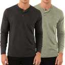 Men's Henley Long Sleeve Shirt Casual T-Shirts Lightweight Pullover Tee Classic Button Down Tops for Work Leisure (XL)