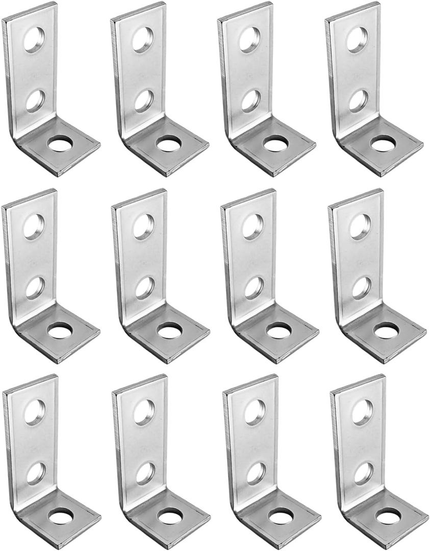 10 Pack 3 Hole 90 Degree L Shaped Fitting Bracket Corner Brace Metal Framing Connector Compatible with 1/2 inch Bolt in 1-5/8 inch Strut Channel