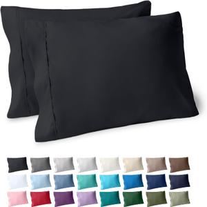 Bare Home Premium 1800 Ultra-Soft Microfiber Pillowcase Set - Double Brushed - Hypoallergenic - Wrinkle Resistant (King Pillowcase Set of 2, Black)