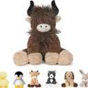 Niuniu Daddy 14" | 3.5 Pound Weighted Highland Cow Plush, Big Highland Cow Stuffed Animal for Kids Adults, Giant Weighted Sitting Plush Toy, Large Body Pillow for Birthday Christmas Holiday Presents