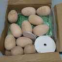 Soulchen 12 Set Easter Gifts He is Risen Wooden Resurrection Eggs Basket Stuffers with Raffia Gift Bag Ribbon and Card for Adults Christian Easter Basket Religious Centerpieces for Table Decorations