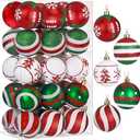 SHareconn 30ct 2.36 Inch Christmas Tree Colored Balls Ornaments, Shatterproof Plastic Decorative Xmas Baubles Decorations for Tree Holiday Decor(Red and Green White, 60mm)