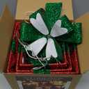 MorTime Set of 3 LED Boxes with Green Bows, Lighted Red Boxes with 60 LED Light String for Christmas Indoor Outdoor Home Yard Party Decoration