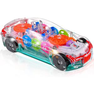 ABK Transparent Toy Car - with Visible Colored Moving Gear System, Light and Sound Transparent Electric Car Toy Light Music LED Light Effects (Sport Car)