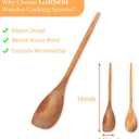 GinSent 2PCS Wooden Spoons for Cooking 14 Inch Cooking Wooden Spoons Comfort Grip Wood Spoons Cooking Kitchen Utensils for Stirring Scraping Flipping, Serving,Non-Stick Cookware Corner spoon & Spoon