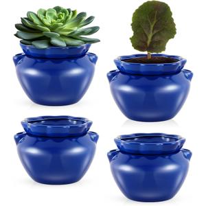 4 Sets African Violet Pots 4 Inch Self Watering Pot for Indoor Ceramic Self Watering Planter for Flower Lovers Ideal Plant Pot Thriving Flower Maintenance