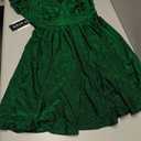 oten Womens 2025 V Neck Ruffle Sleeve Sparkly Glitter Empire Waist Flared A Line Swing Cocktail Party Dress (Green, L)
