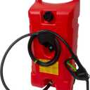 Scepter Duramax Flo N Go 14 Gallon Gas Caddy, 53 Liter Portable Fuel Tank and Fuel Transfer Pump with 10-Foot Hose for Lawn Mower, Farm, Marine, Commercial, and Home Use, Red