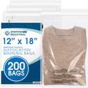 Spartan Industrial - 12 X 18 (200 Count) Self Seal Clear Poly Bags with Suffocation Warning for Packaging, Clothes - Permanent Adhesive