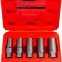 5PCS Spiral Type Deep Bolt Extractor Set,Spark Plug Extractor Set,Lug Nut Extractor Set for Removing Deeply trapped and Broken Bolts, Studs, Fittings, Threaded Pipes and Pins