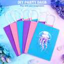 Cooraby 20 Pieces Kraft Paper Bags Party Favor Bags Craft Gift Bag with Handle for Birthday, Baby Shower, Wedding (light blue, light purple, pink)