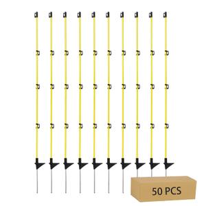 Electric Fence Posts 46 Inches, Fiberglass Step in Temporary Electric Fence Posts for Cows, Sheep, Dog, Portable Fence Stakes for Electric Fencing-50 PCS (50 Pack)
