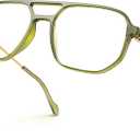 VISOONE TR90 Blue Light Blocking Glasses Women Men Octagon Aviator Anti Eyestrain Lightweight Metal Temple Marion (Olive Green)