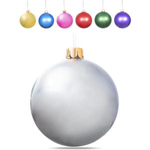 Inflatable Oversized Ornaments Jumbo Christmas Balls 15" 18" 25" or 30" inches Holiday Decorations Indoor Outdoor (Silver)