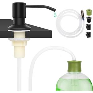 Dish Soap Dispenser for Kitchen Sink Built in Soap Dispenser Pump with 47" Extension Tube Kit Matte Black