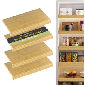 Wire Shelf Covers, Bamboo Wire Rack Covers for Pantry, Closet，Kitchen (4pcs, 32" W x 16" D, Natural)