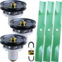 60 Inch Mower Deck Rebuild Kit Includes 3 Pack 607418 Spindle Assembly 604704 Spindle Pulley 604711 Belt and 793794 Blade Replaces 601804 Spindle Assembly
