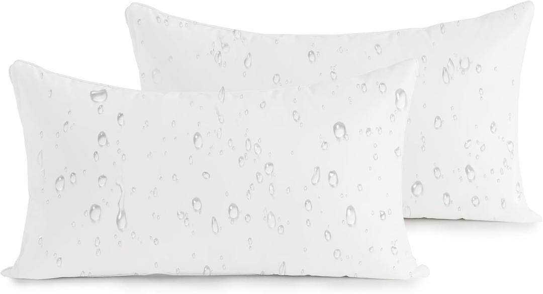 Oubonun 16 x 24 Outdoor Pillow Inserts (Pack of 2) - Square Waterproof Throw Pillow - Decorative Throw Pillows Insert for Couch Sofa Bed Patio Furniture - White Pillows
