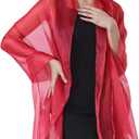 Women Sheer Crepe Shawl - Lightweight Soft Shimmer Wrap for Evening Party, Travel & Festival - Versatile Elegant (Wine Red, 200×68 cm / 79" x 27")