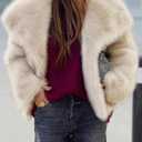 ZESICA Women's Winter Faux Fur Coats Fluffy Jacket 2026 Trendy Long Sleeve Lapel Shaggy Warm Outerwear with Pockets (M)