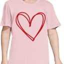 LAZYCHILD Kids Valentine Shirt Girls Valentines Day Shirts Heart Graphic Long Sleeve Striped Tee Tops 5-14 Years