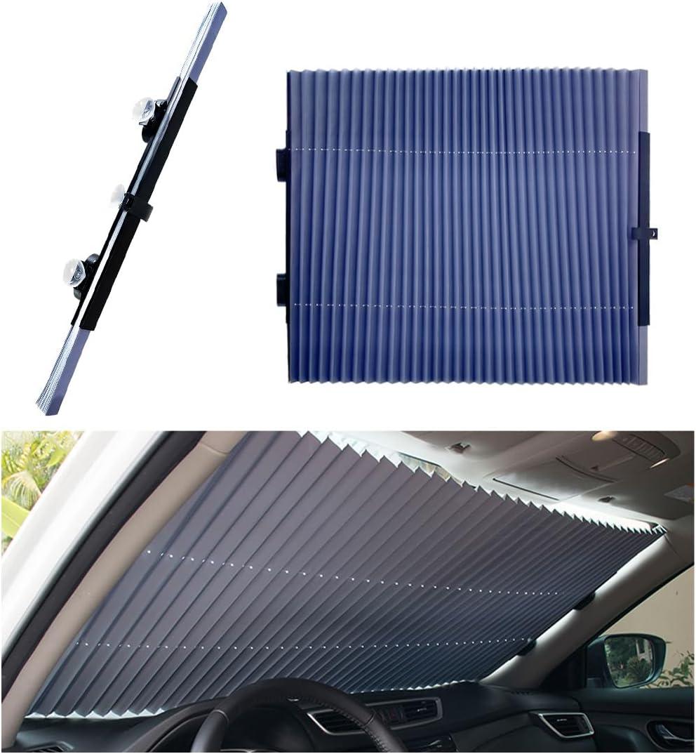 Retractable Windshield Sun Shade, 25.6"60" Sunshade Protector Blocks 99% UV Rays to Keep Your Car Cool, Front Windshield Sunshade Cover for Most Vehicles, Car Accessories (25.6"60")