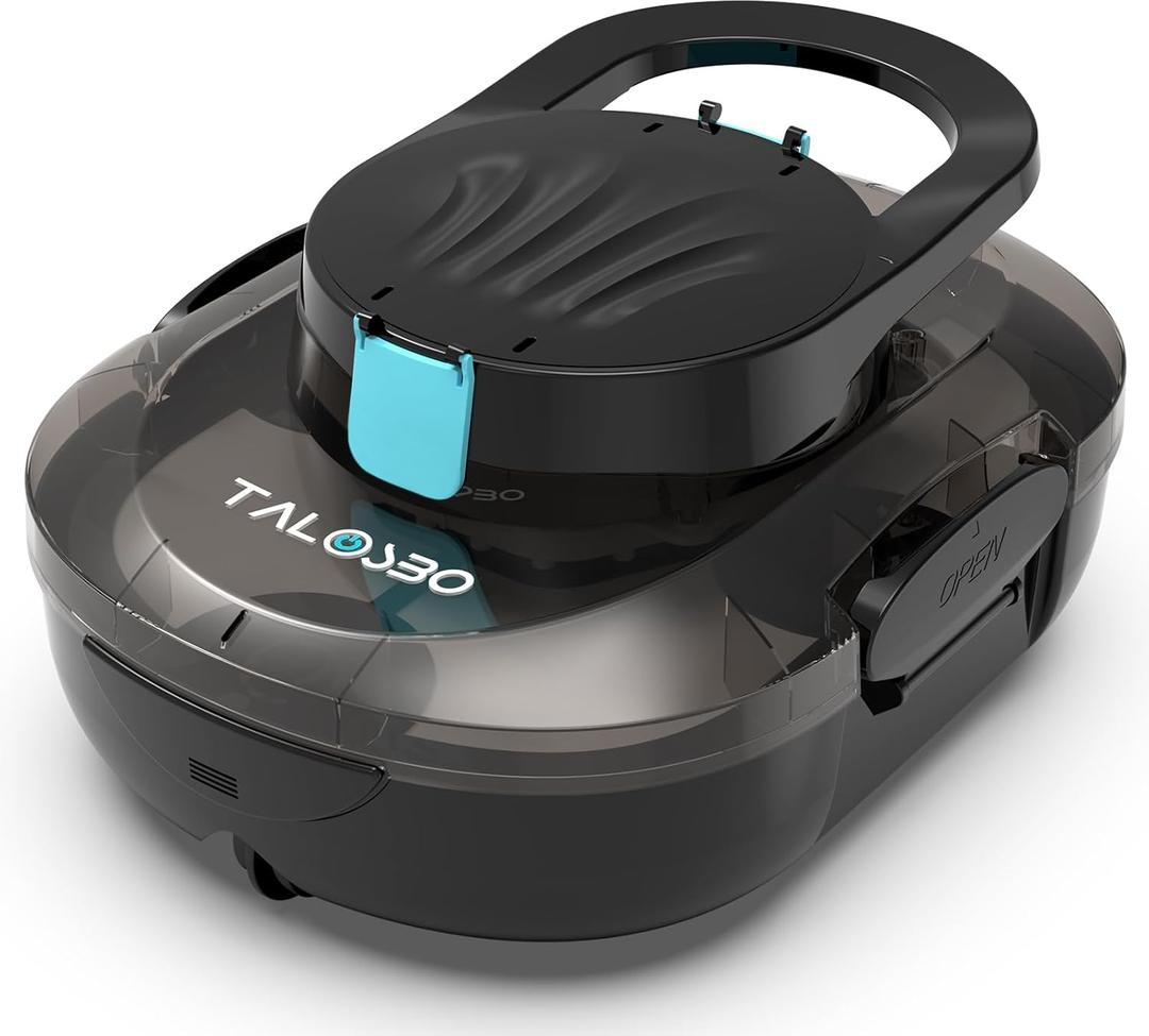 Pleco S1 Cordless Robotic Pool Cleaner with 75-80Mins Runtime, 2.5H Fast Charging, Small Pool Vacuum Robot for Above-Ground Flat-Bottom Pools up to 645 Sq.ft, Lightweight, Auto-Parking (Black)