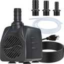 SongLong 25W 400GPH 10ft Cable Ultra Silent Water Pump with Tubing, Overheat Protection | Perfect for Small Fountains, Fish Ponds & Hydroponics
