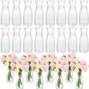 Mumufy 24 Pcs Plastic Bud Vases Bulk Small Clear Container for Flowers Height Shatterproof Bud Vase for Centerpieces Wedding Home Table Decorations Formal Dinners(2.64 x 6.69 Inch)