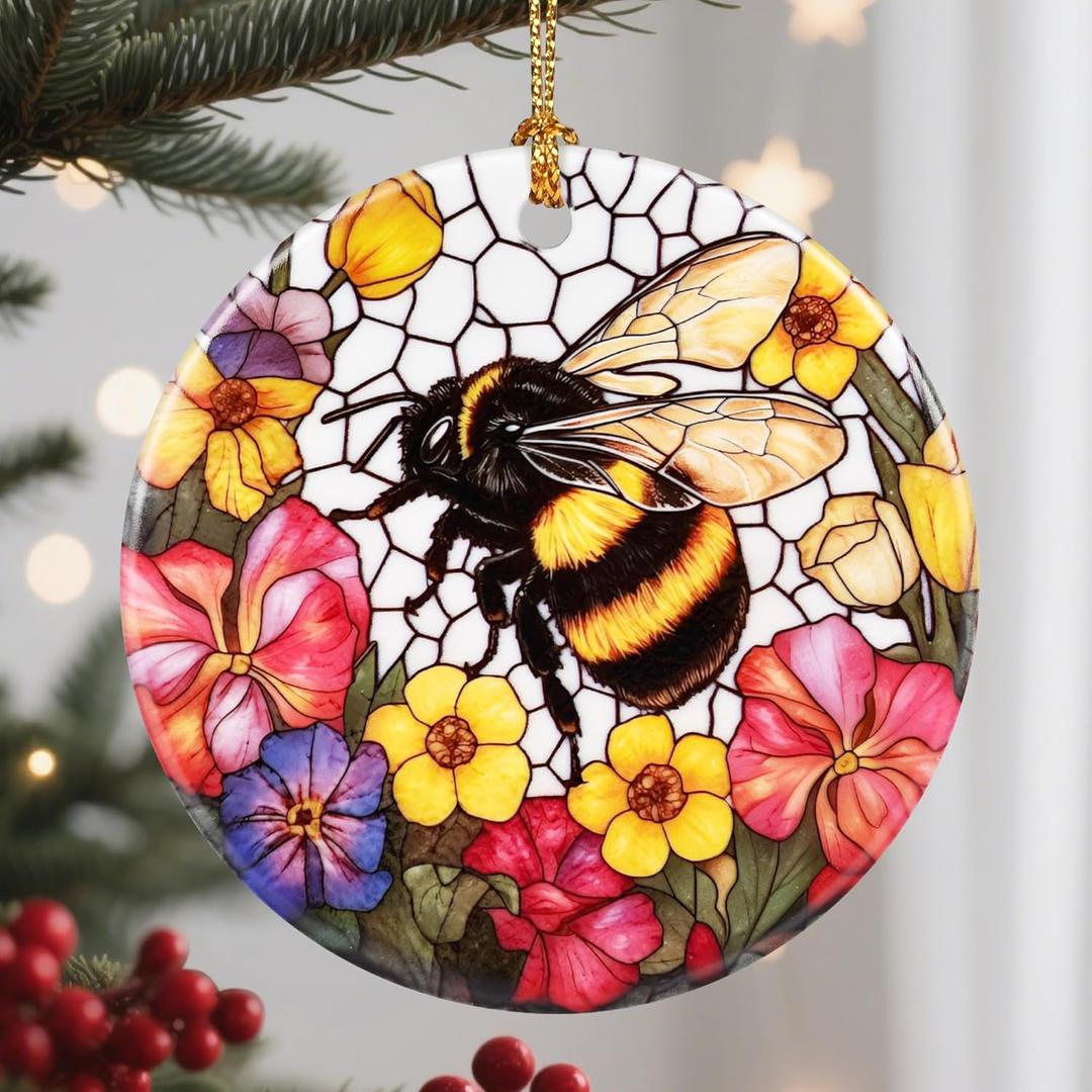 2 x Christmas Ornaments, Bee Ornament, Christmas Tree Ornaments, Xmas Decorations, Holiday Decorations, Gifts for Bee Lovers, Holiday Party Gifts, and Xmas Gift Ideas