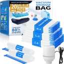 20 Pack Vacuum Storage Bags with Electric Pump, Compression Space Saver Vacuum Seal Bags 4 Jumbo/4 Large/4 Medium/4 Small/4 Roll Up Bags for Clothing Travel Comforters Blankets Pillows Bedding Duvets