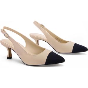 Ankis Women's Slingback Kitten Heels Closed Pointed Toe Low Heel Pumps Comfortable Dress Shoes for Wedding Party Work Office Business Casual Daily Wear 2.5inch Size 7.5