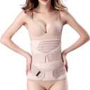 ChongErfei 3 in 1 Postpartum Support Recovery Belly Wrap Waist/Pelvis Belt Body Shaper Postnatal Shapewear,XL Beige