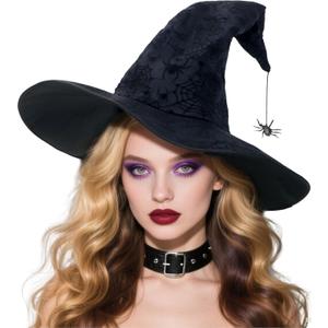Witch Hats for Women Black Adult Halloween Wizard Hat Costume Party Accessory