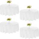 JALANCY 4 Pack 120 Inch White Polyester Round Table Cloth Washable Fabric Table Covers for Wedding Dining Table Buffet Parties Banquet Decor