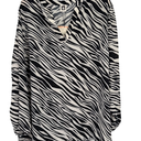 Anne Klein Women's Split Neck High Low Long SLV Blouse, Black&White, XXL