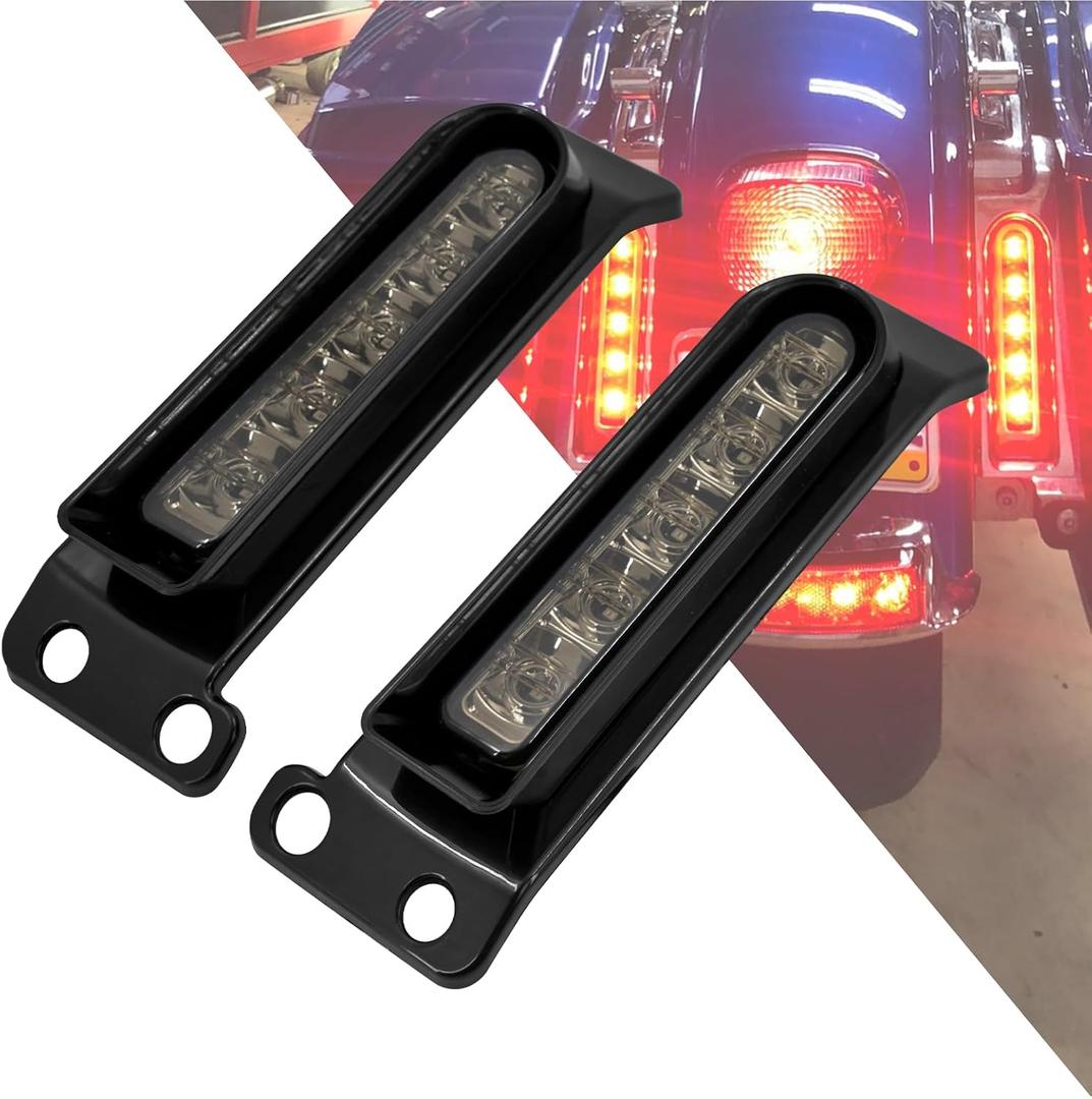 HDBUBALUS LED Saddlebag Support Inserts Auxiliary Fender Light Filler Panel Brake Tail Lights Fit For Harley Electra Glide Road King Ultra Limited 2014-2024 Black Housing Smoke Lens