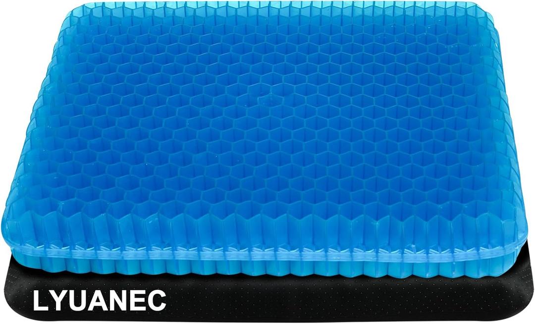 Gel Seat Cushion for Long Sitting - 18" x 16" x 2.4" (Extra ThickSoft) Gel Cushion for People Over 200 lbs, Pressure Relief Cushion for Office Chair, Egg Cushions for Wheelchair, Gel Pad for Car