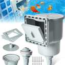 KIrSwp Above Ground Pool Skimmer | Wall Mount Surface Skimmer-Adjustable Height Bracket | Floating Pool Skimmer Removable Skimmer Basket, Auto Skimming Pool Surface Debris (Light Gray)