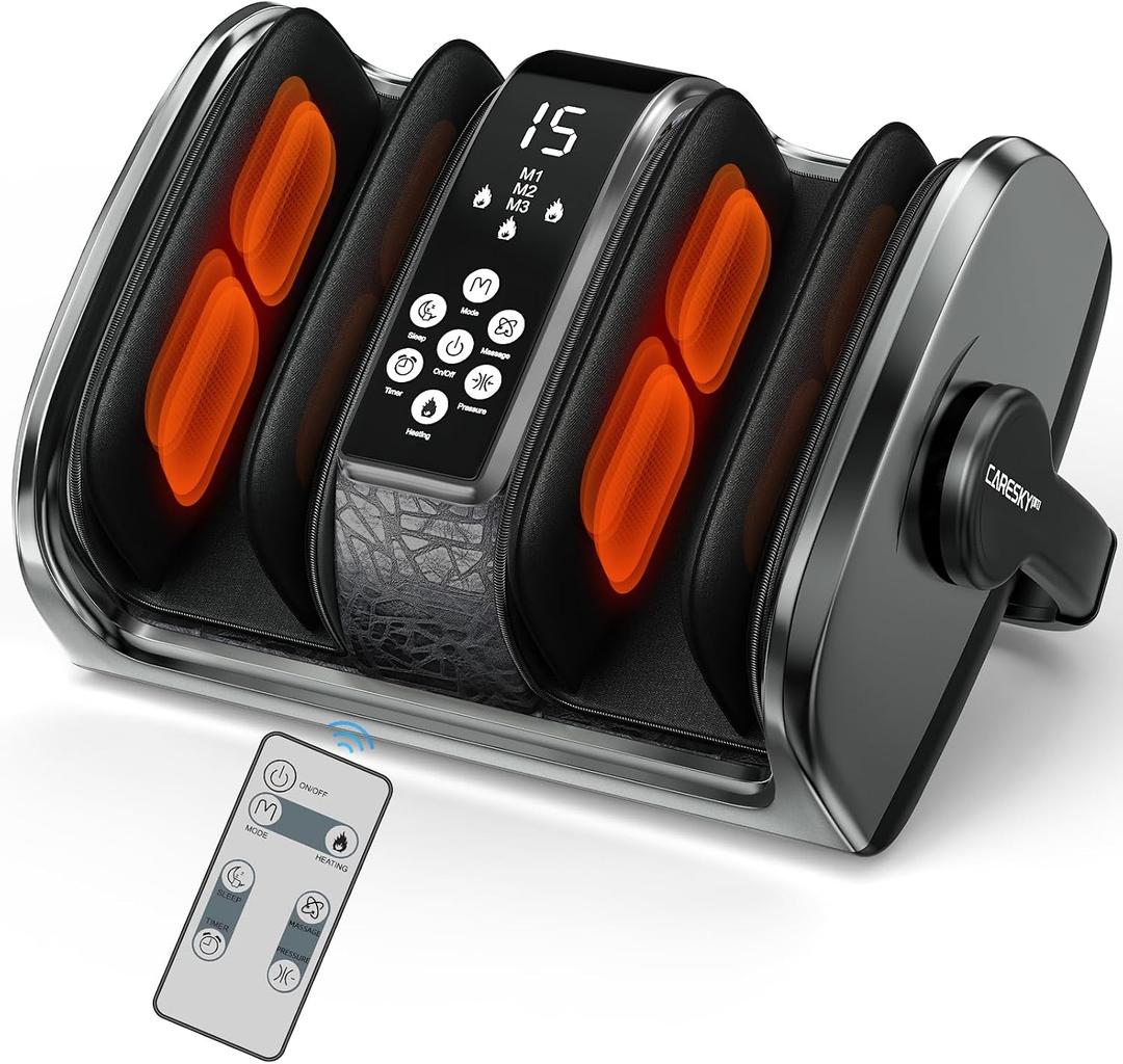 CARESKYpro HSA Eligible FSA Shiatsu Foot Massager with Heat for Neuropathy and Pain Relief, 3 Heat Therapy, 5 Intensity Deep Kneading, Rolling for Calf-Feet-Arm Relaxation, Plantar Fasciitis