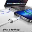 3 x USB C to C Cable StayCable with Organizer Magnetic Holder 5FT, 60W Fast Charging Braid Type-C Charger Data Cord, for iPhone 17/16/15 Laptop Car Desk Nightstand Cable Management Original Design (White)