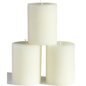 CANDWAX 3x4 inch Pillar Candles Set of 3  Unscented Dripless Rustic Ivory Candles for Home Decor, Weddings, Table Settings