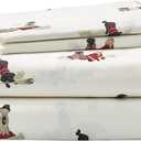 Eddie Bauer - Flannel Sheets Queen Size, Anti-Pilling & Wrinkle Resistant Cotton, Bed Sheets with Matching Pillowcases & Fitted Sheet (Retriever Adventure Ivory)